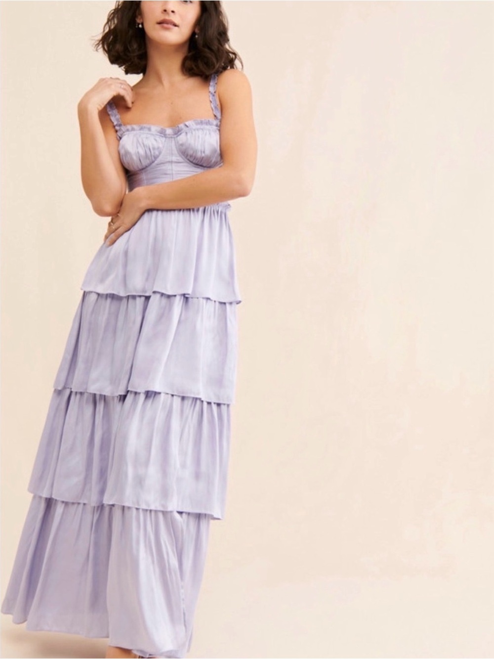 ASTR the Label Tempany Tiered Maxi Dress Lilac Purple Size M Wedding Guest